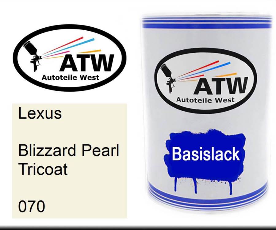 Lexus, Blizzard Pearl Tricoat, 070: 500ml Lackdose, von ATW Autoteile West.